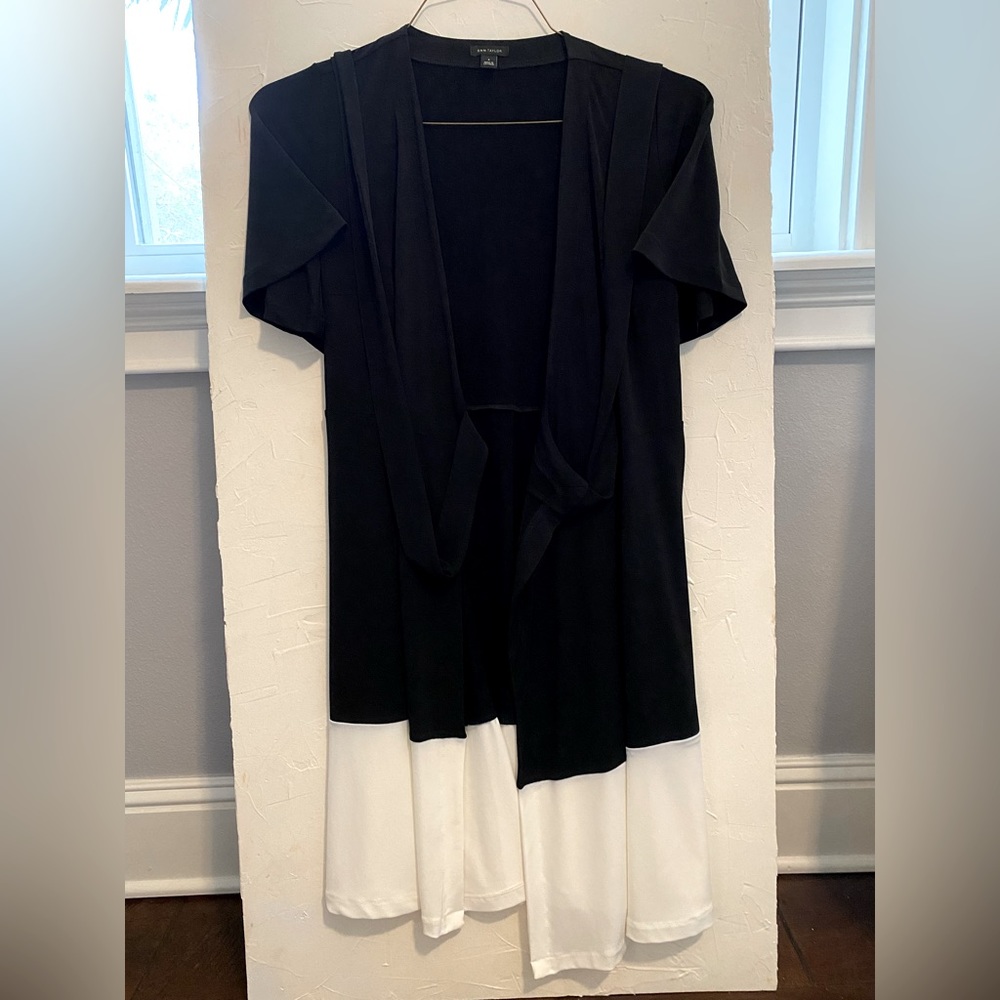 Ann Taylor Womens Black and White Tie Dress Size 0
